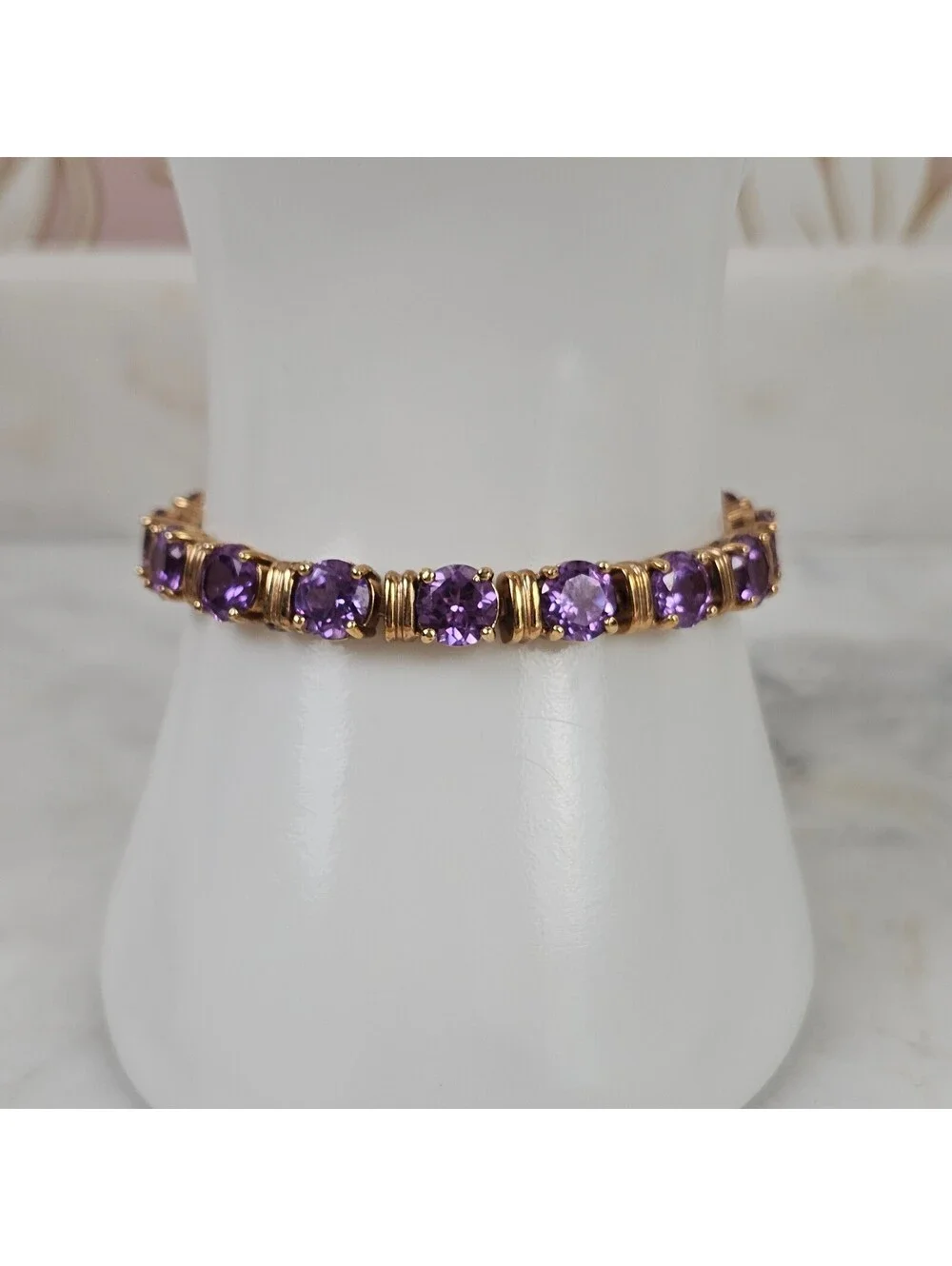 Ross Simons 925 Sterling Silver Purple Sapphire Tennis Bracelet 7